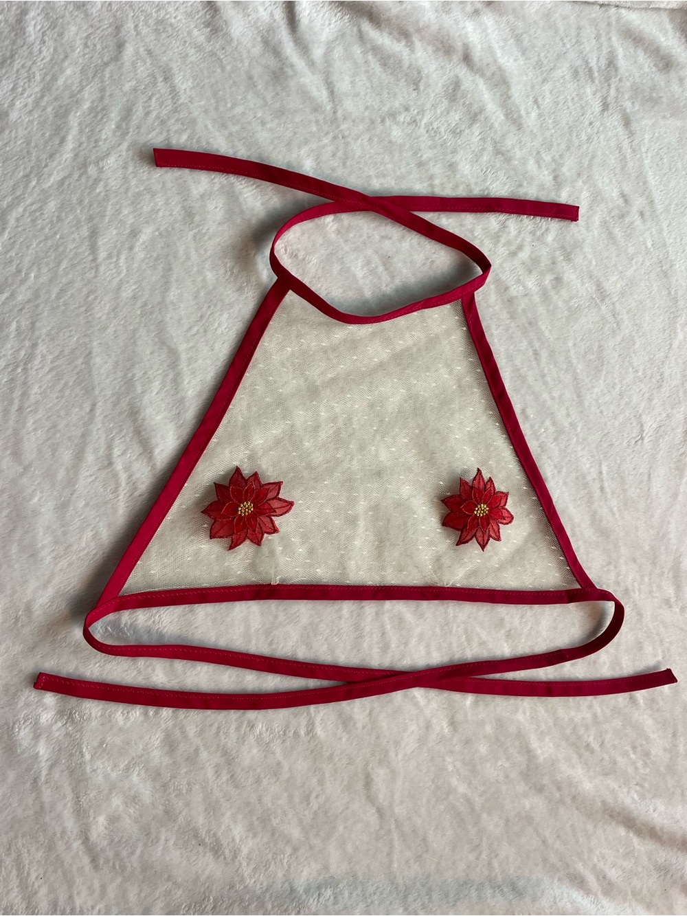 Red Floral Accent Sheer Halter Bralette